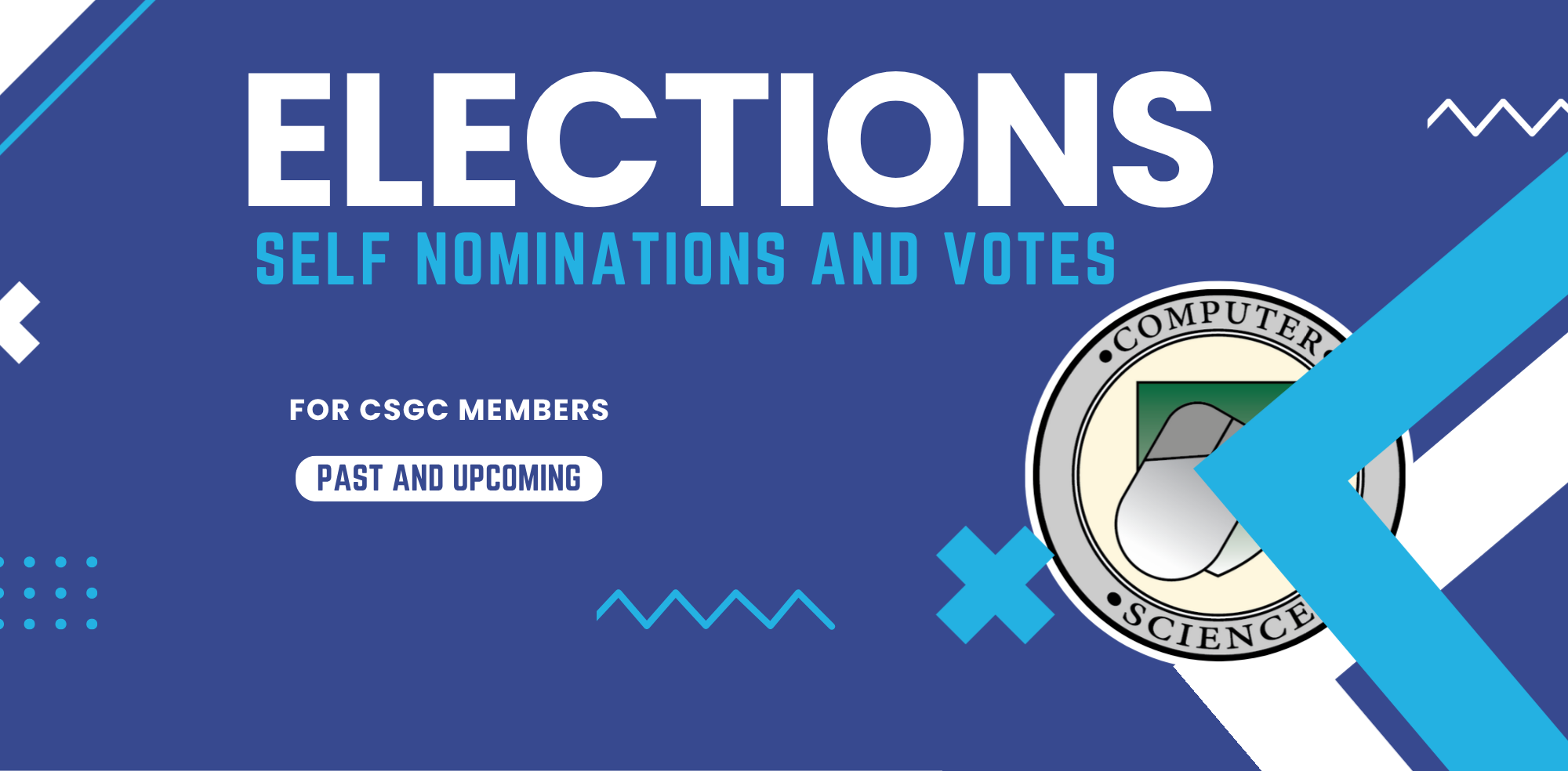 A digital poster art for the elections page that says Elections in bold text